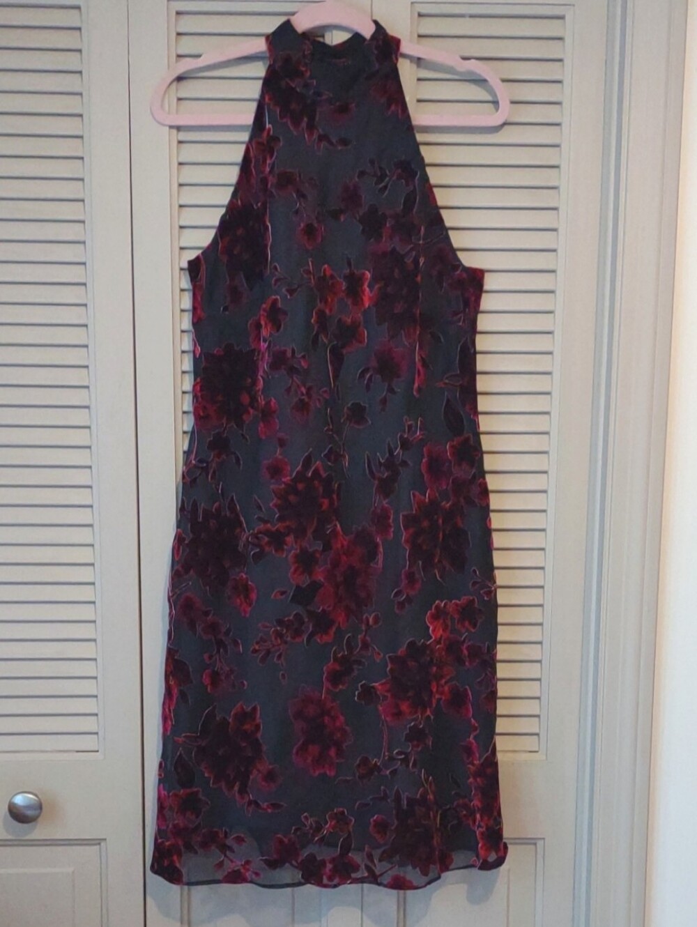 Halter Burgundy Floral Lace Dress Size 14